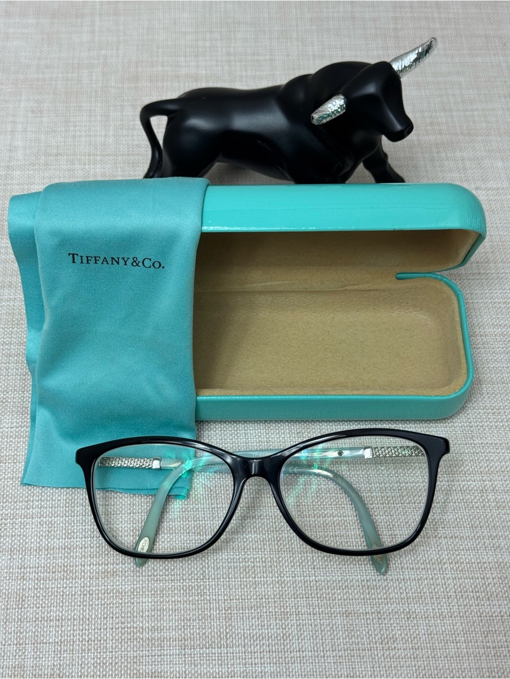 Tiffany & Co. Black Eyeglass Frames with Tiffany Blue Case